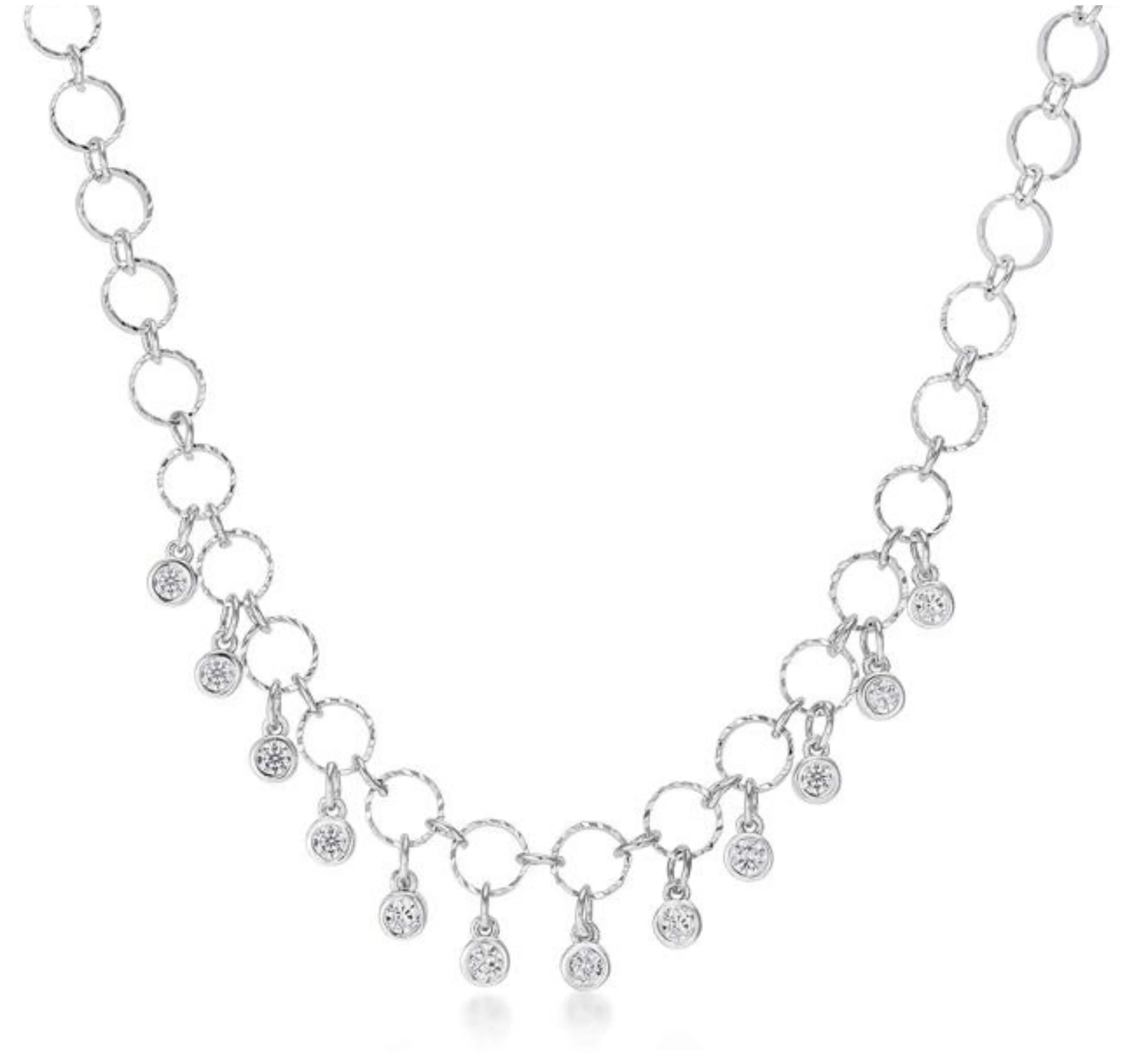 Beeja Dangle CZ Charm Rhodium Necklace