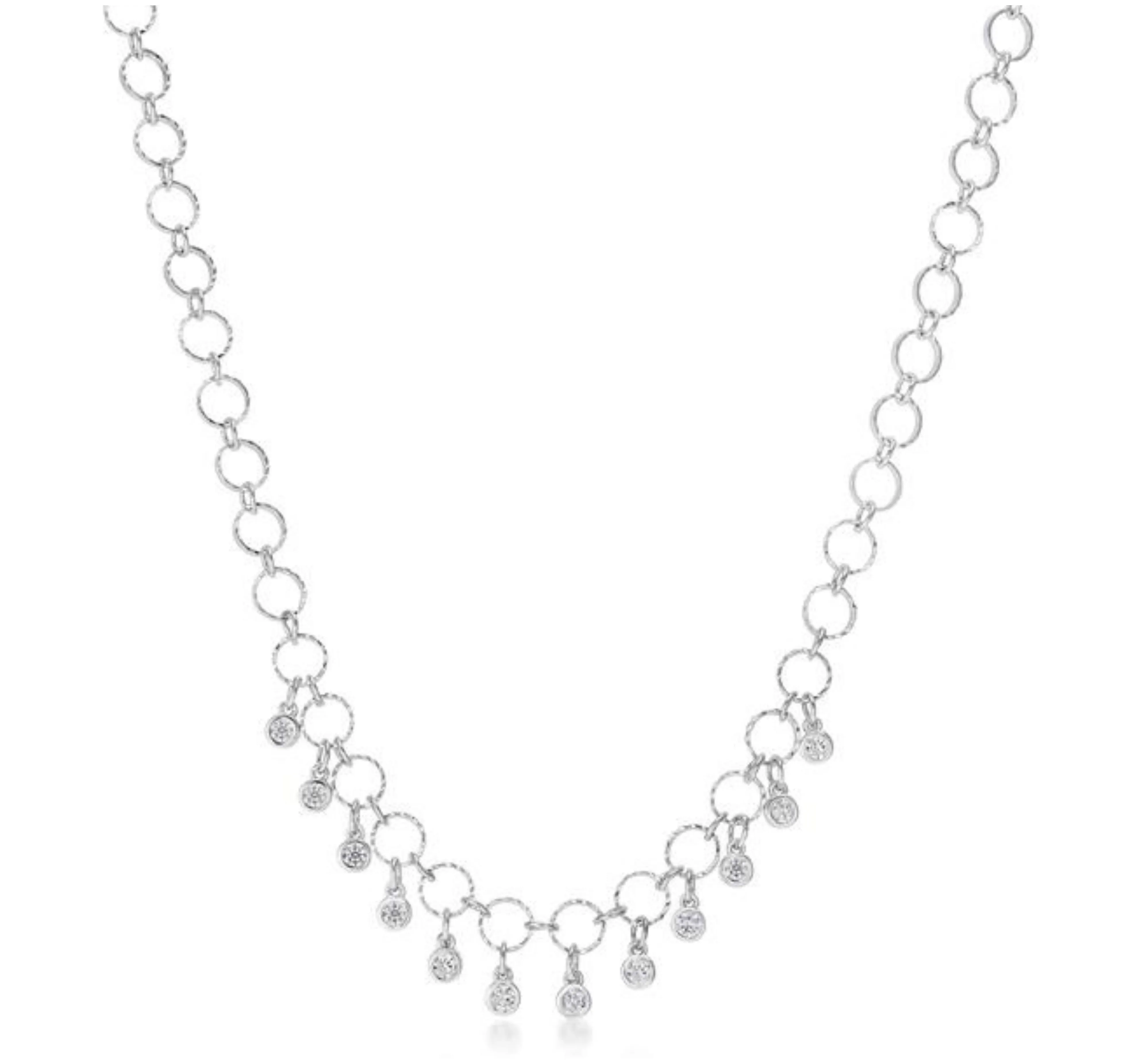 Beeja Dangle CZ Charm Rhodium Necklace