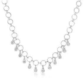 Beeja Dangle CZ Charm Rhodium Necklace