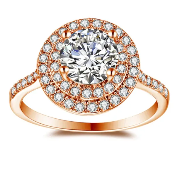 Bella Luce 1.2CT Round Zirconia Double Halo Gold Plated Ring for Woman