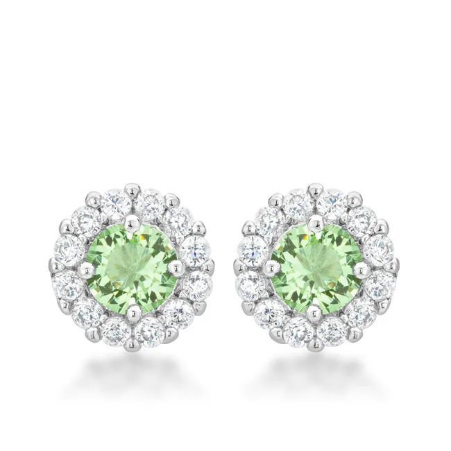 Belle Peridot Green Halo Stud Earrings | 2ct