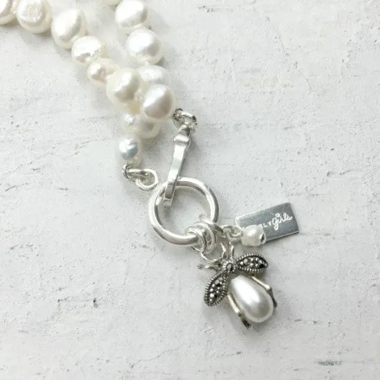 Betsy Pearl Necklace | Bee Charm Pearl Necklace with Nugget Pearls | By Pearly Girls