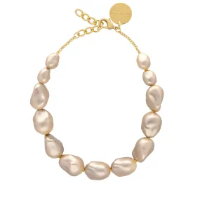 Big Organic Pearl Necklace Short Champagner Pearl