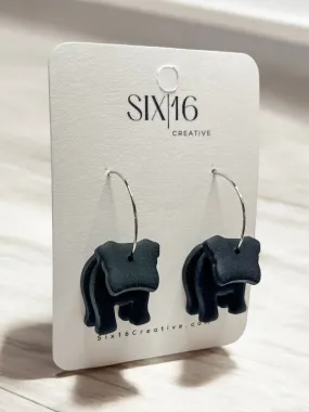 Black Bulldog Clay Earrings