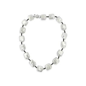 Block Pearl & Jet Bead Necklace