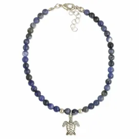 Blue Bead Sea Turtle Anklet