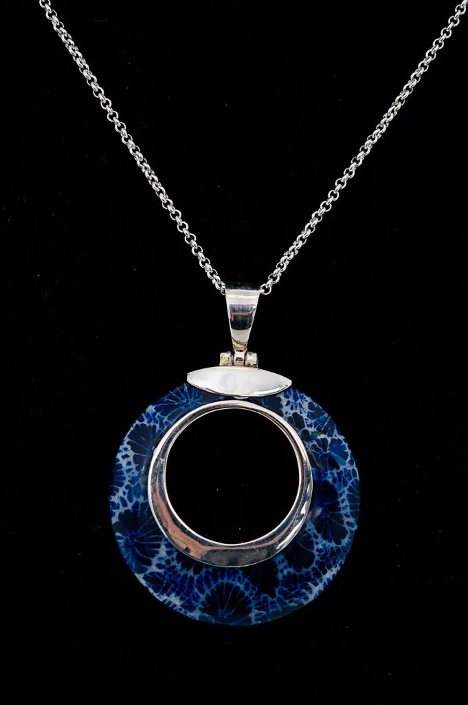 Blue Coral Pendant Necklace - 714