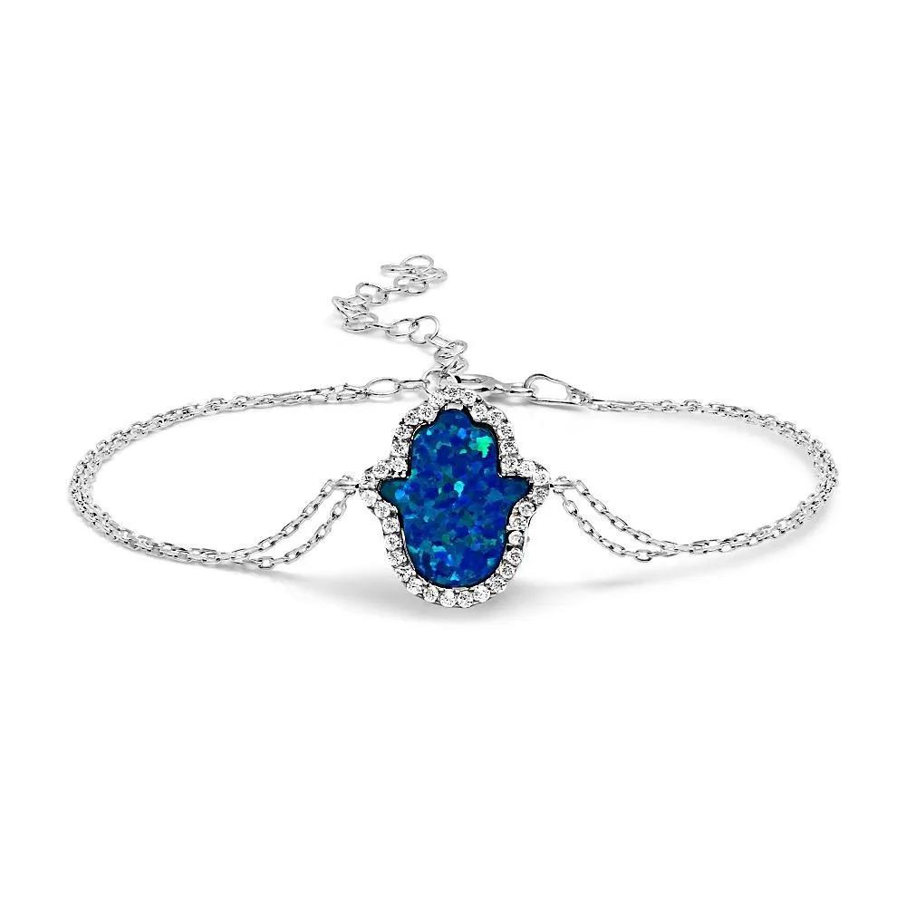 Blue Hamsa Opal Bracelet for Women