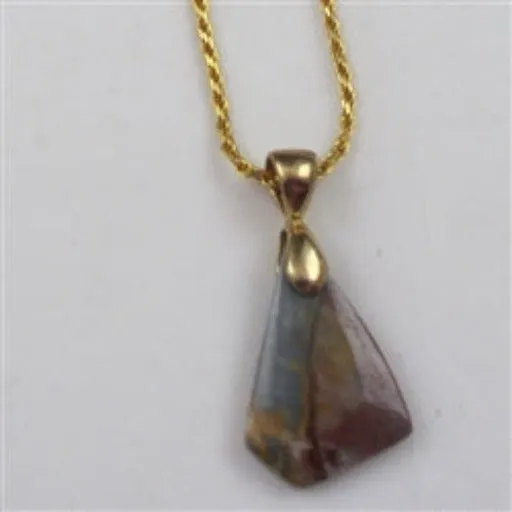 Blue Hichoryite Gemstone Pendant On Gold Chain Necklace