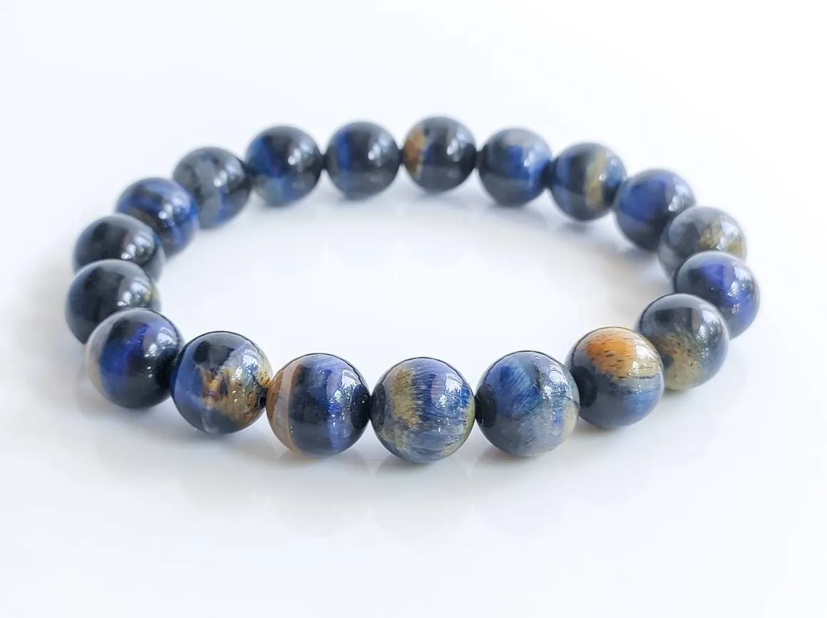 Blue Tigers Eye Crystal Beaded Bracelet