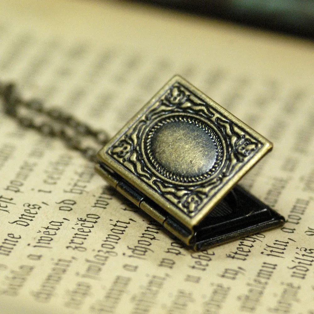 Book Locket Pendant Necklace