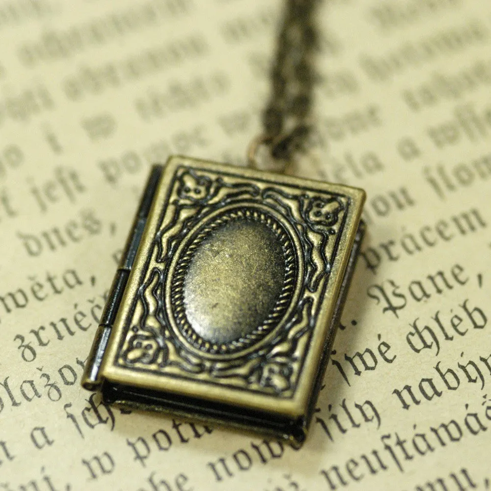 Book Locket Pendant Necklace