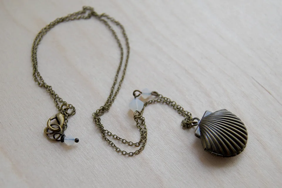 Brass Shell Locket | Shell Charm | Mermaid Necklace