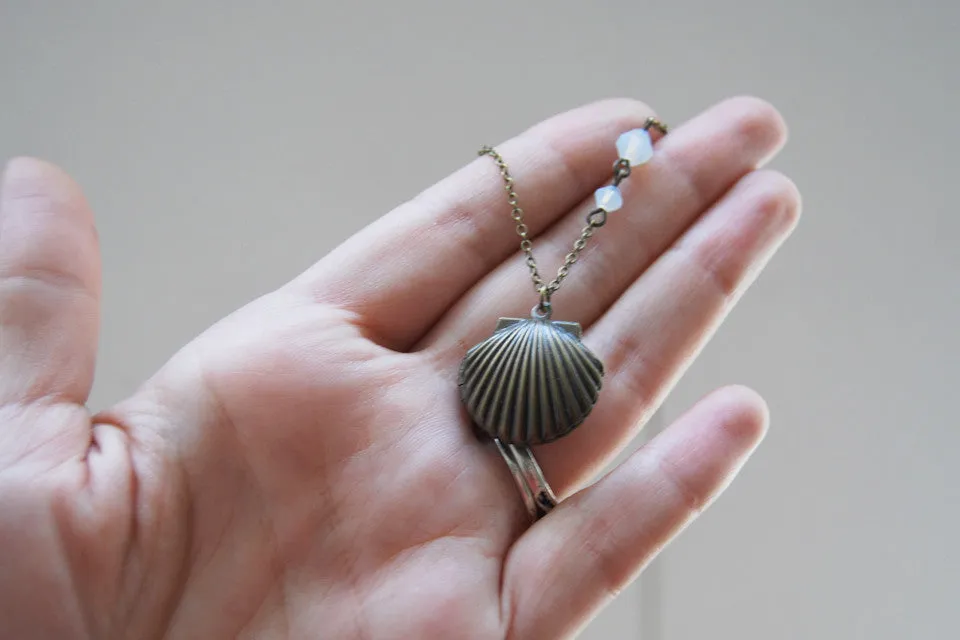 Brass Shell Locket | Shell Charm | Mermaid Necklace