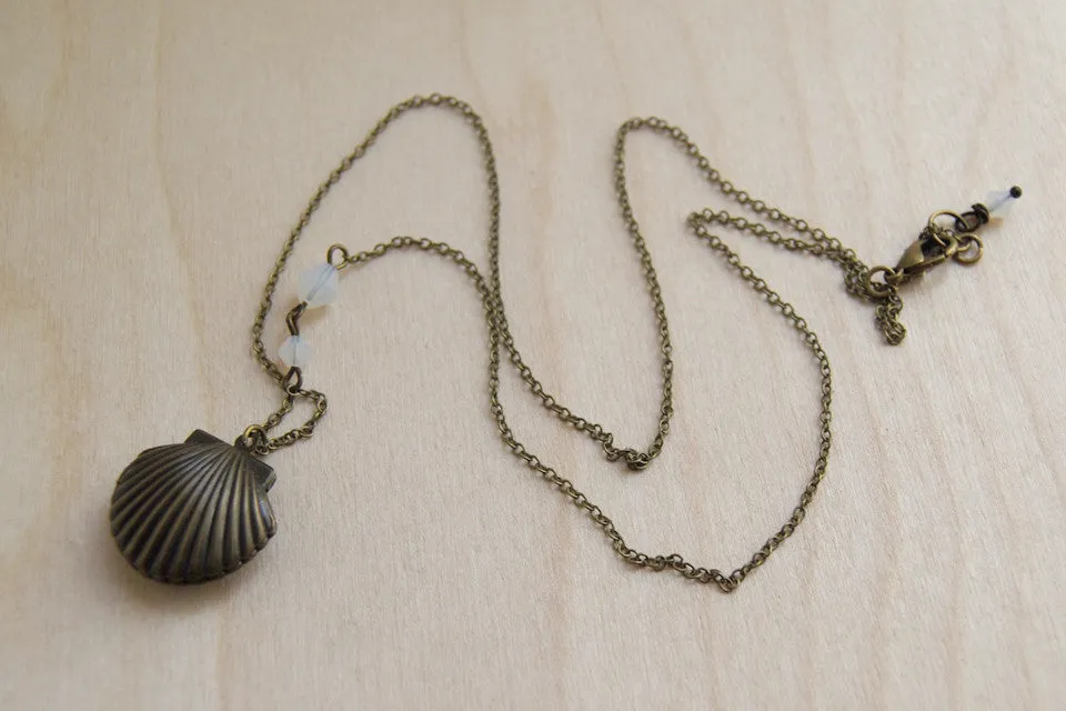 Brass Shell Locket | Shell Charm | Mermaid Necklace