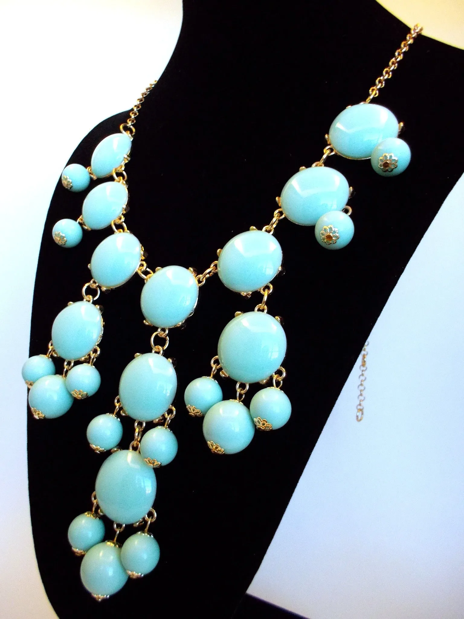 Bubble Statement Necklace- Light Blue