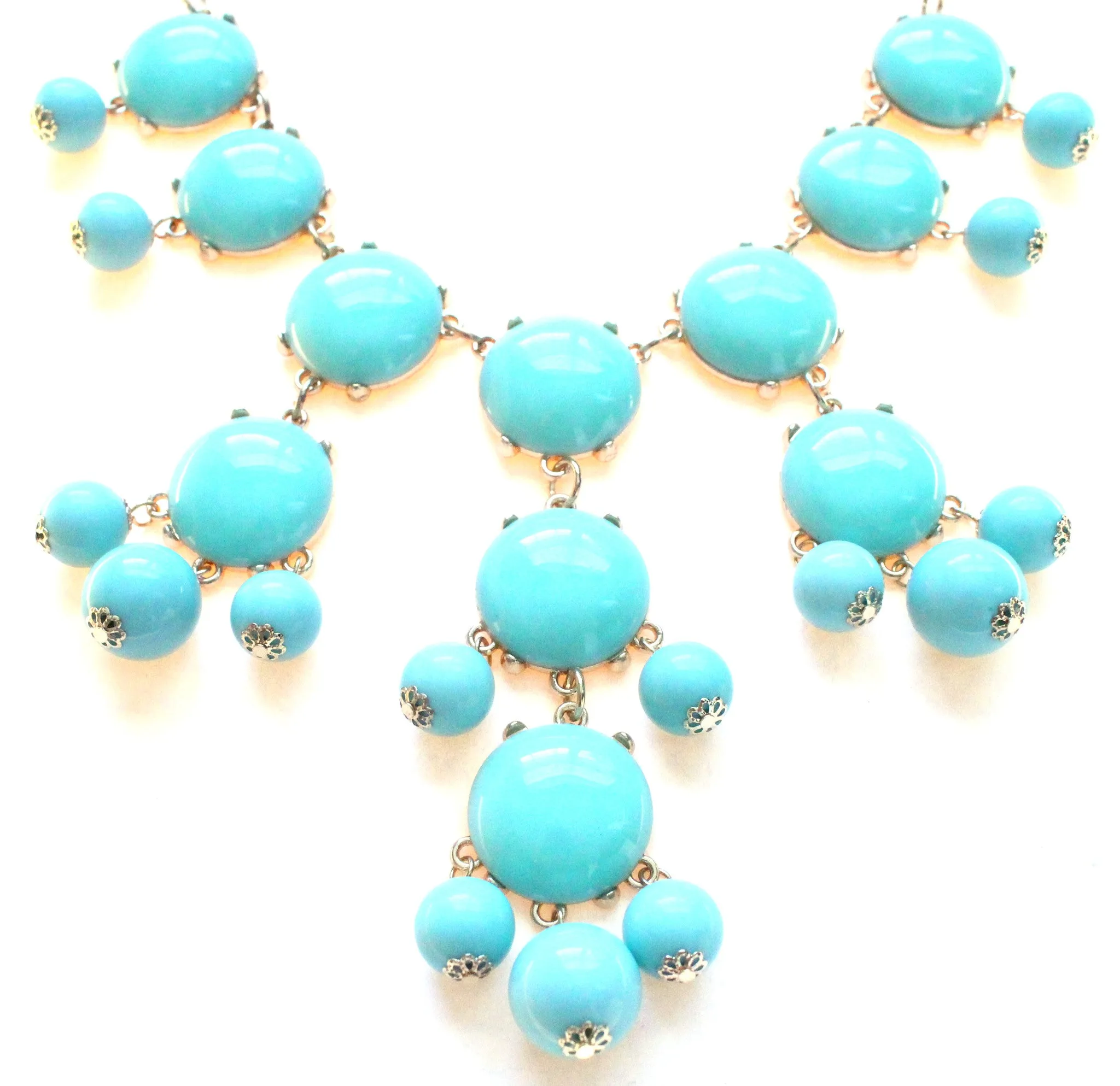 Bubble Statement Necklace- Light Blue