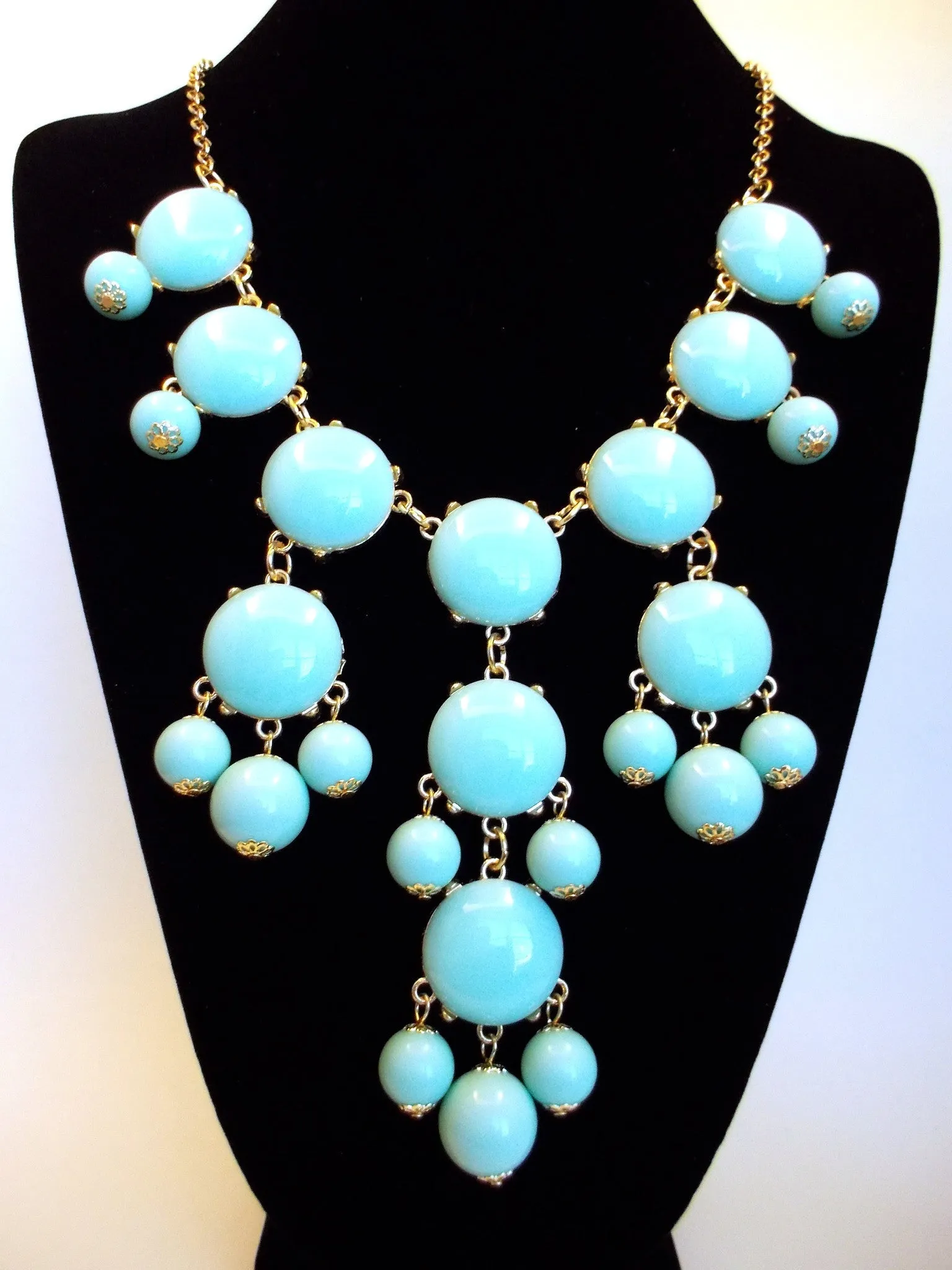 Bubble Statement Necklace- Light Blue