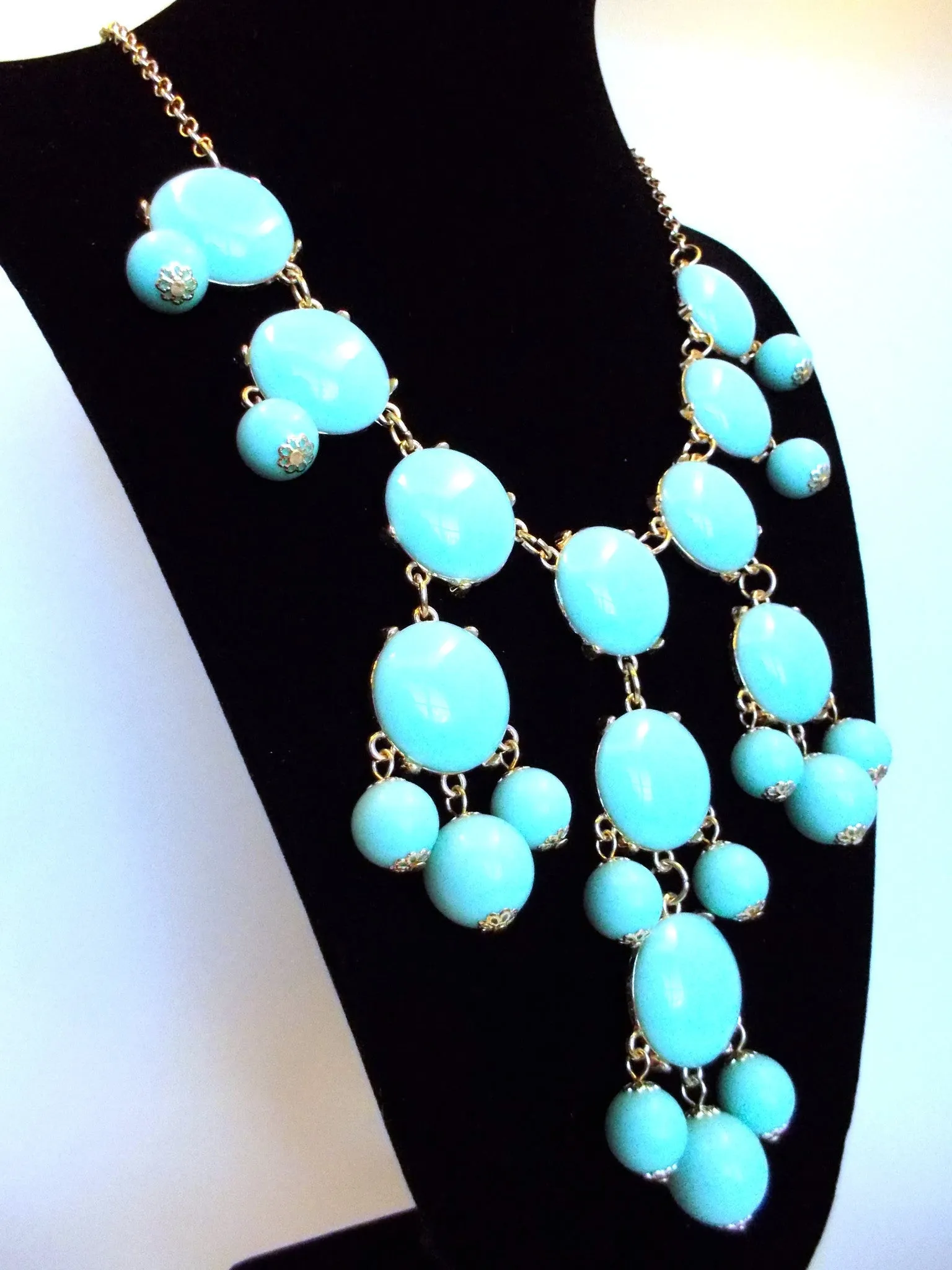 Bubble Statement Necklace- Light Blue