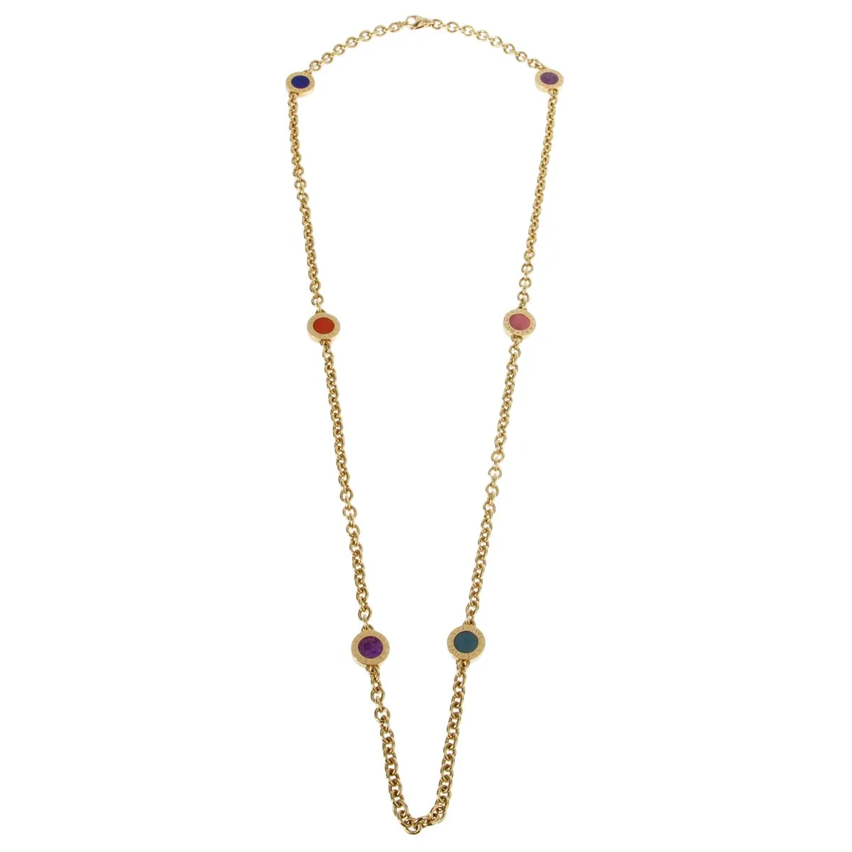 Bulgari Coral Lapis Onyx Gold Necklace