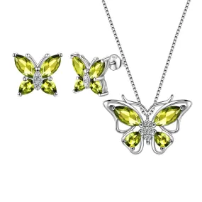 Butterfly Jewelry Set Birthstone August Peridot Women Girls Birthday Gift