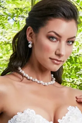 Camelia Pearl Necklace and Earring Set