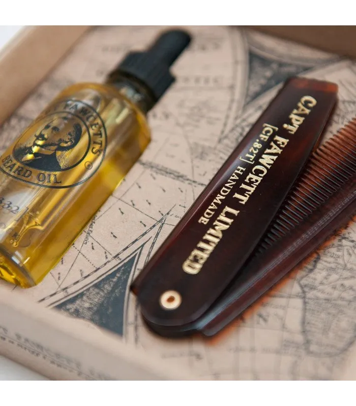 Captain Fawcett - Beard Oil (CF.332) & Folding Pocket Beard Comb (CF.82T)