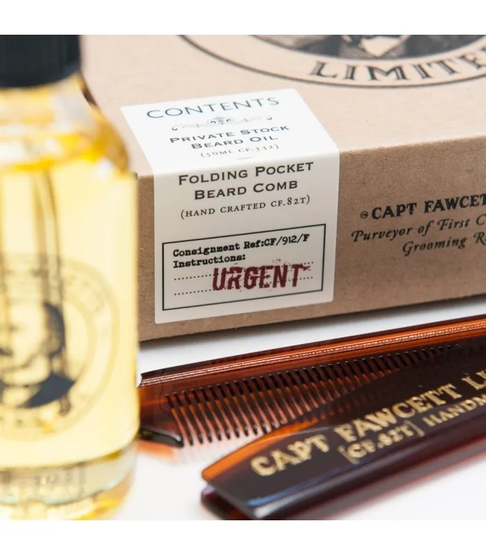 Captain Fawcett - Beard Oil (CF.332) & Folding Pocket Beard Comb (CF.82T)