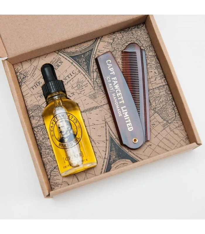 Captain Fawcett - Beard Oil (CF.332) & Folding Pocket Beard Comb (CF.82T)