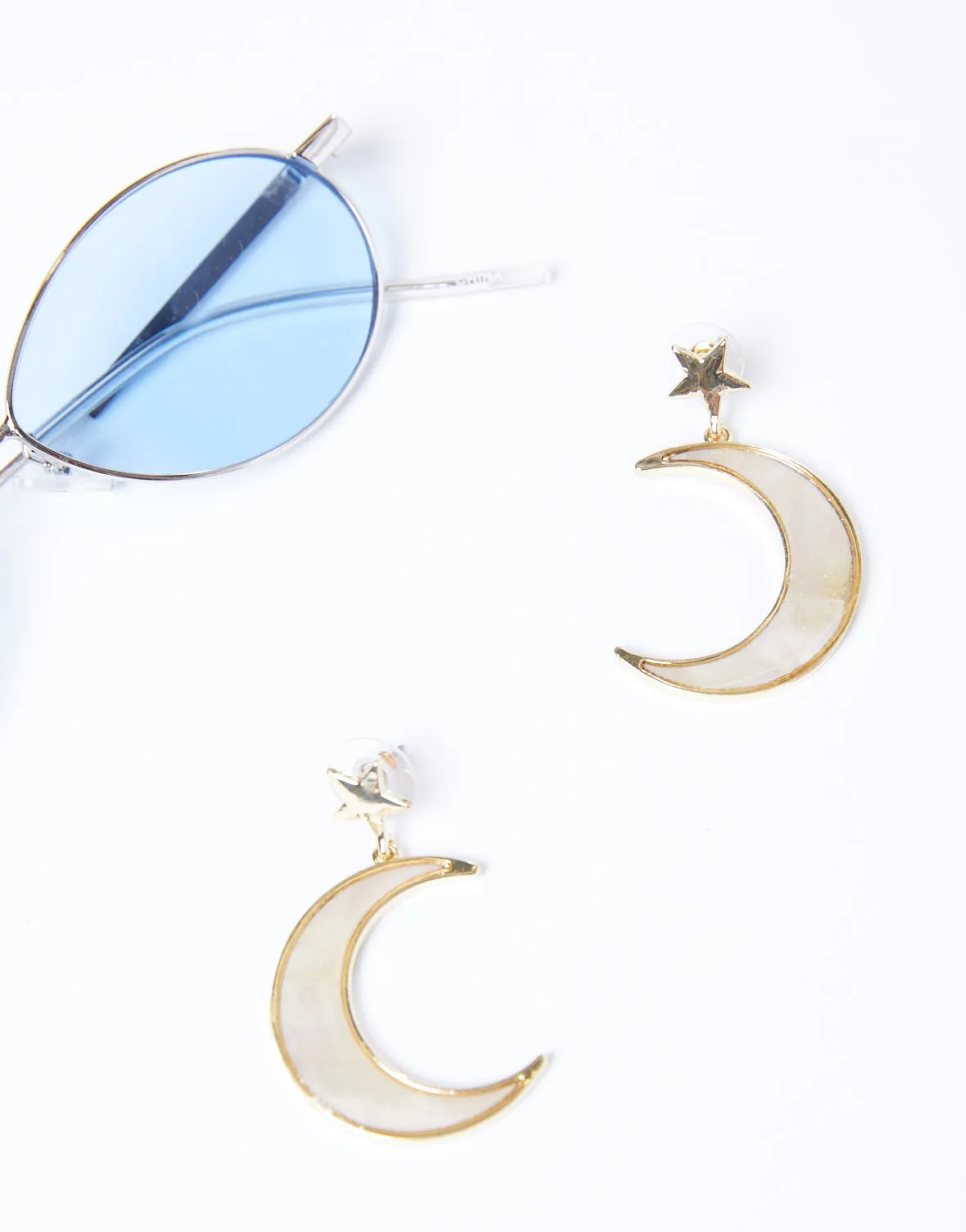 Celestial Iridescent Moon Earrings