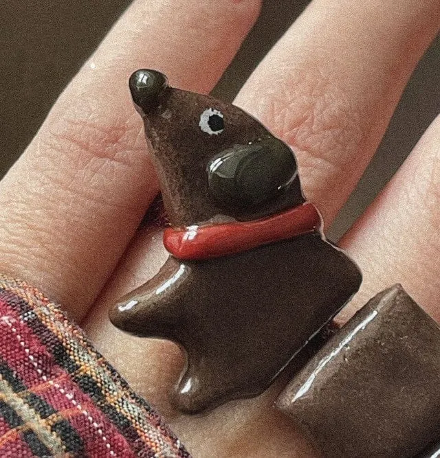 Ceramic Dachshund Ring