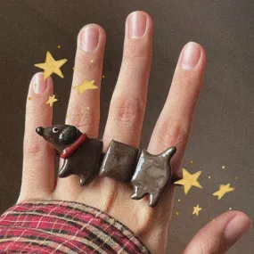 Ceramic Dachshund Ring