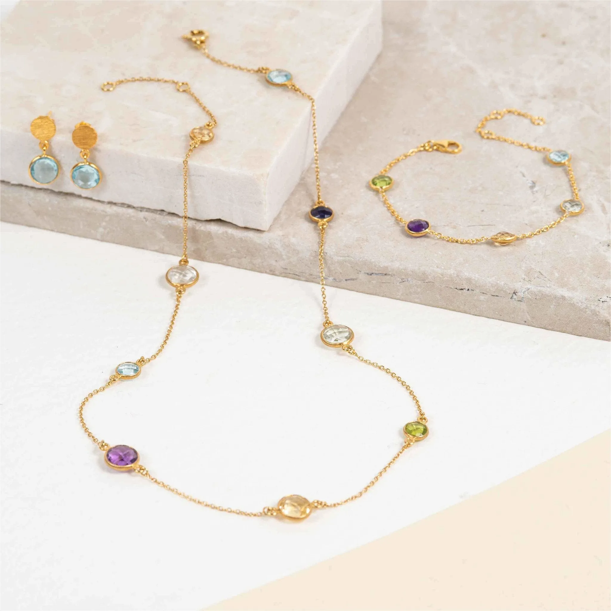 Chennai Multi Gemstone & Gold Vermeil Bracelet