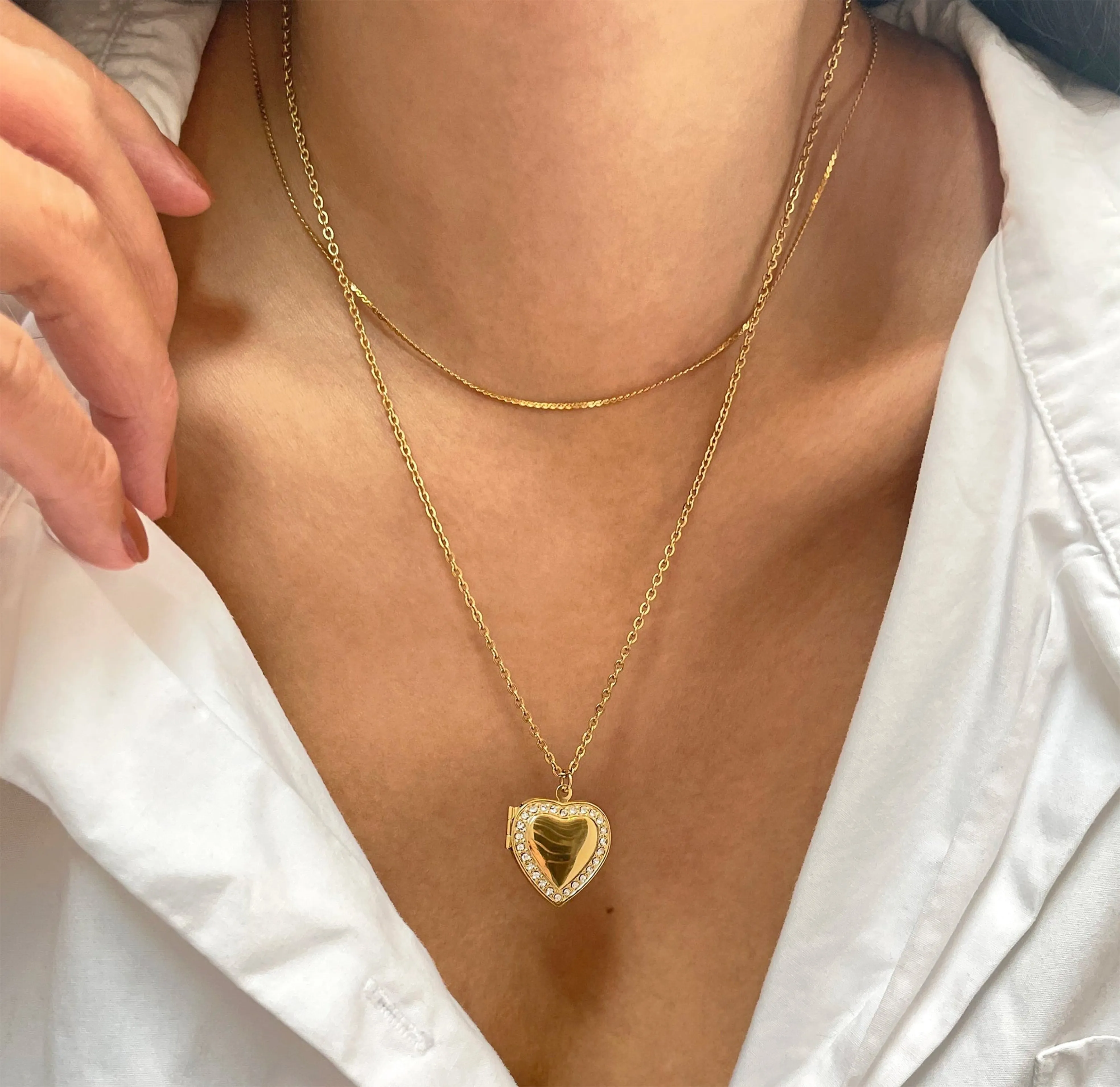 CHERISH GOLD HEART LOCKET PENDANT NECKLACE