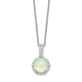 Cheryl M Sterling Silver Cubic Zirconia and White Opal Necklace