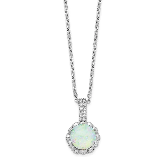 Cheryl M Sterling Silver Cubic Zirconia and White Opal Necklace