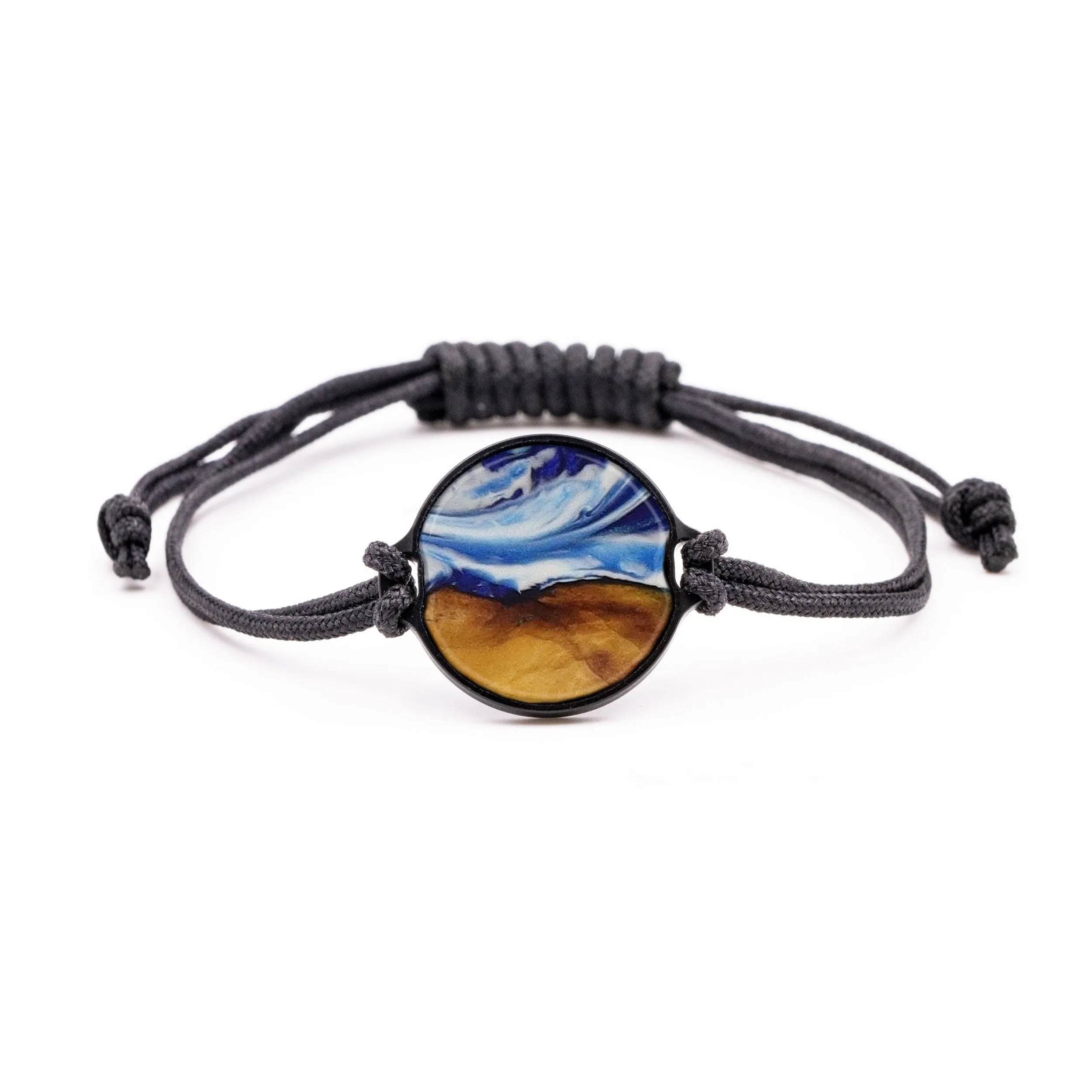 Circle Wood Resin Bracelet - Marvette (Dark Blue, 593129)