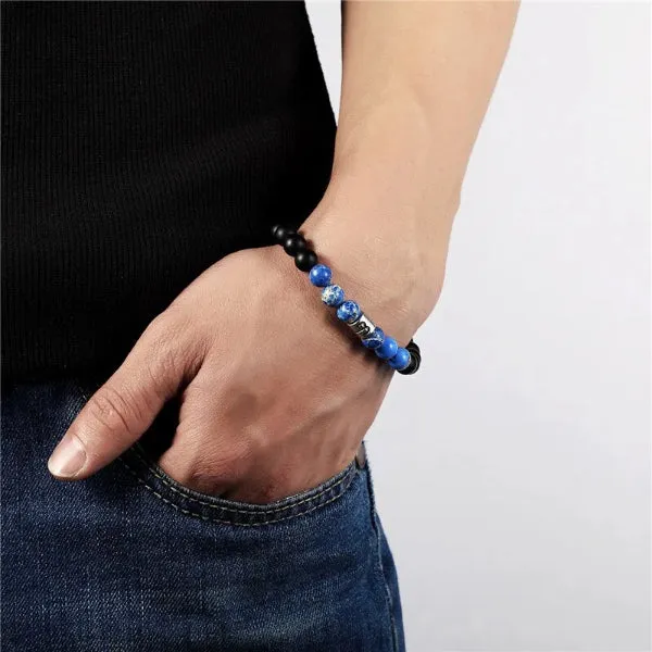 Classy Men Aries Blue Beaded Zodiac Bracelet