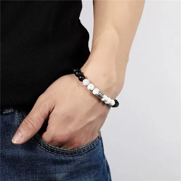 Classy Men Capricorn White Beaded Zodiac Bracelet