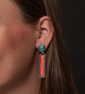 Coral Bar Turquoise Earrings