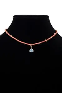 Coral bead teardrop necklace