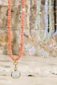 Coral bead teardrop necklace