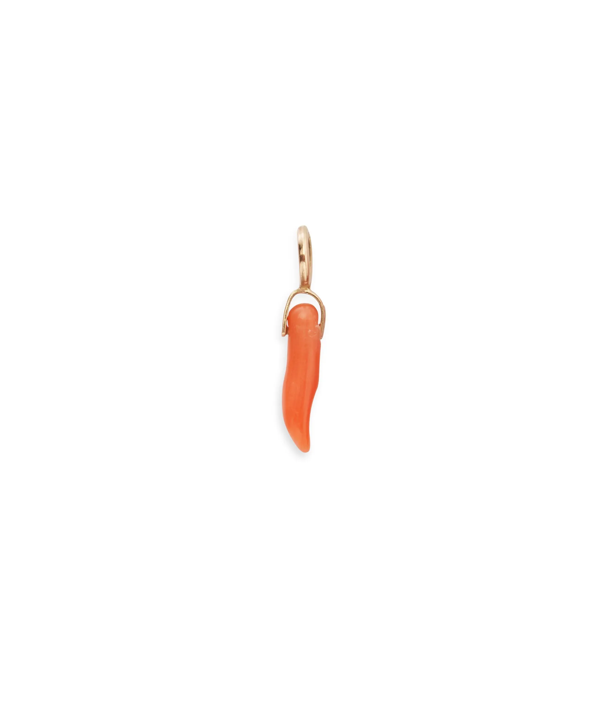 Coral Horn 14k Gold Necklace Charm