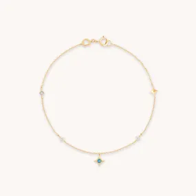 Cosmic Star Opal Charm Bracelet in Solid Gold