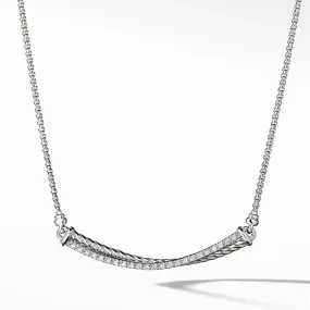 Crossover Bar Necklace with Diamonds