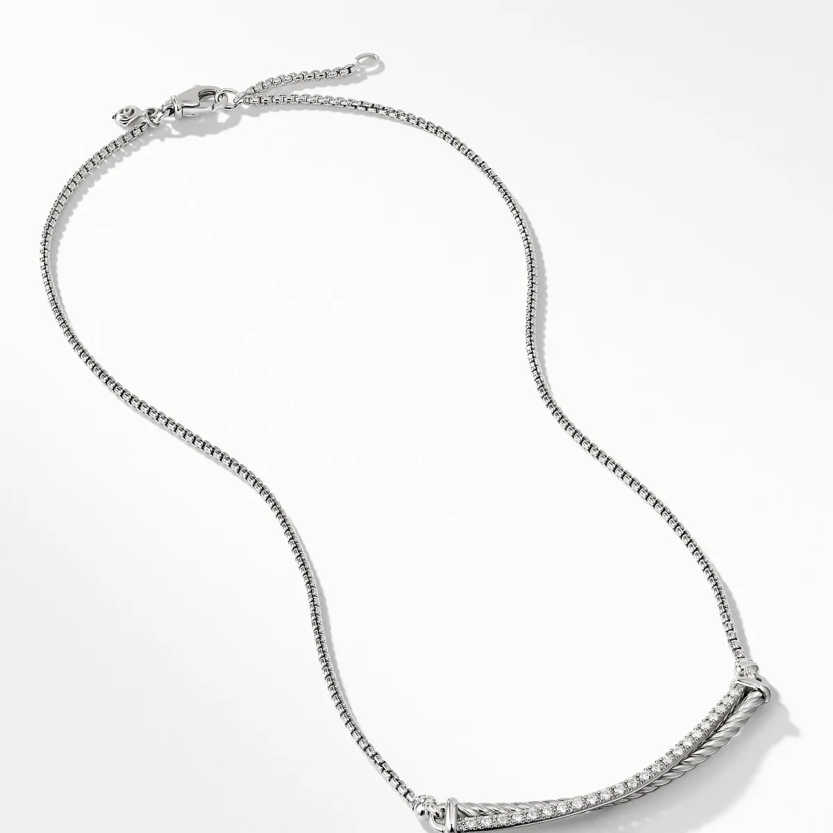 Crossover Bar Necklace with Diamonds