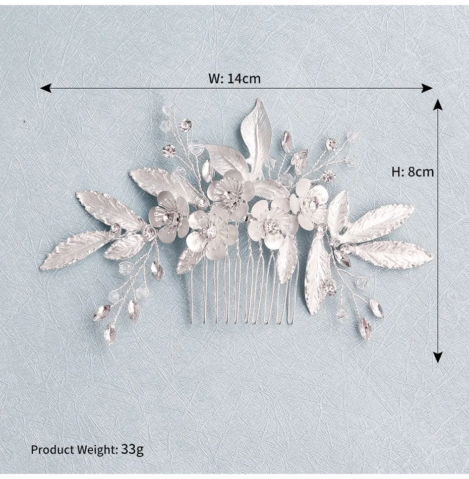 Crystal Flower Hair Comb Bridal Wedding Day Accessory