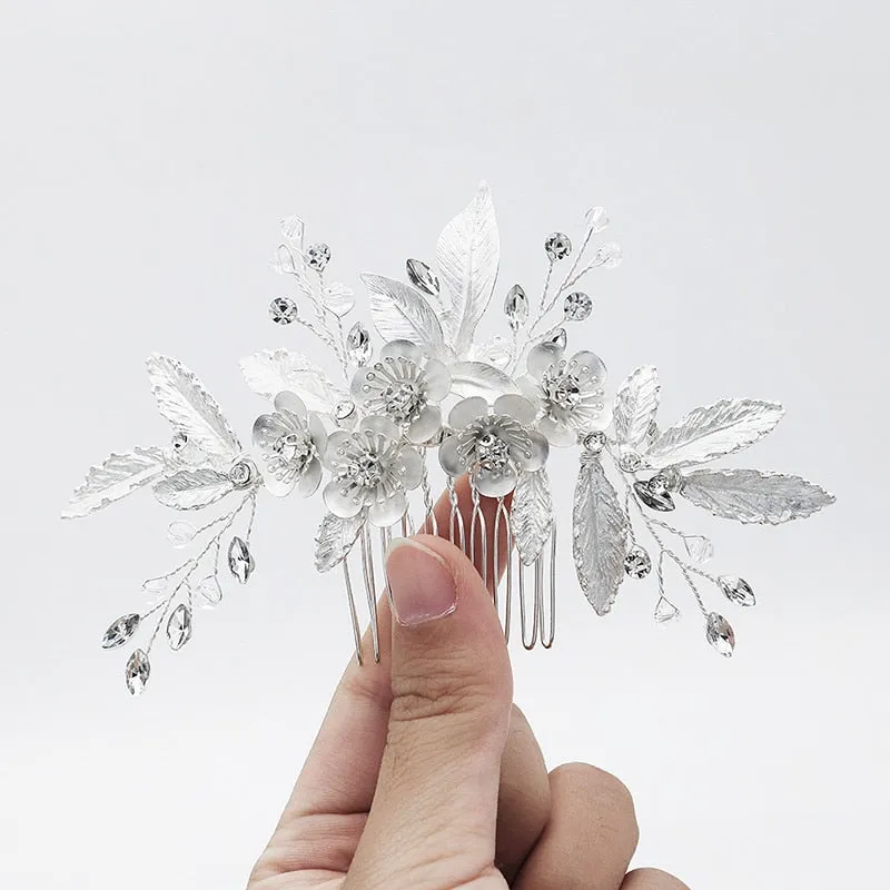 Crystal Flower Hair Comb Bridal Wedding Day Accessory