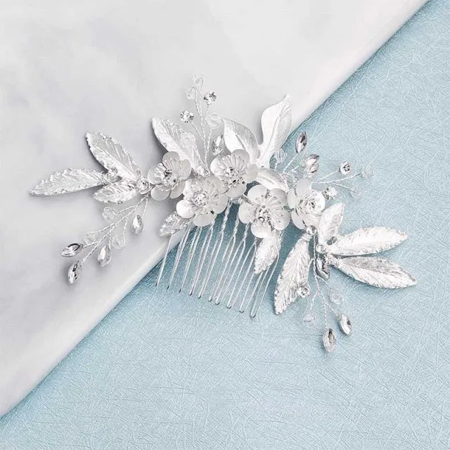 Crystal Flower Hair Comb Bridal Wedding Day Accessory