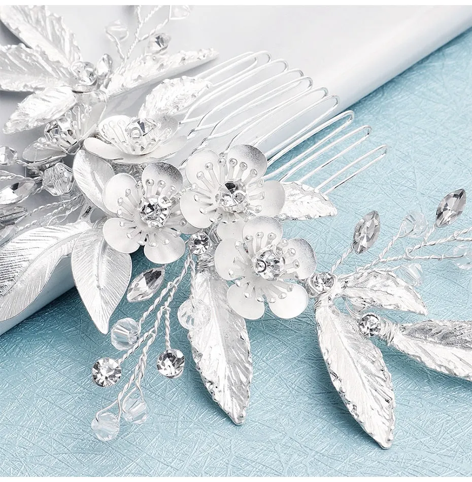 Crystal Flower Hair Comb Bridal Wedding Day Accessory